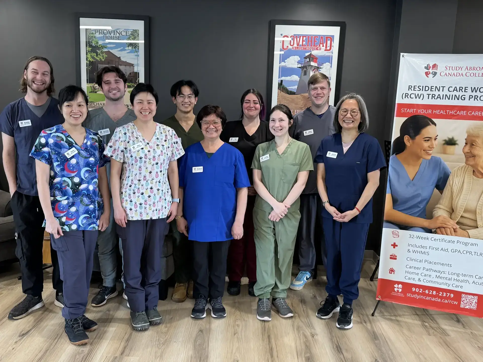 Resident Care Worker students participating in practical training